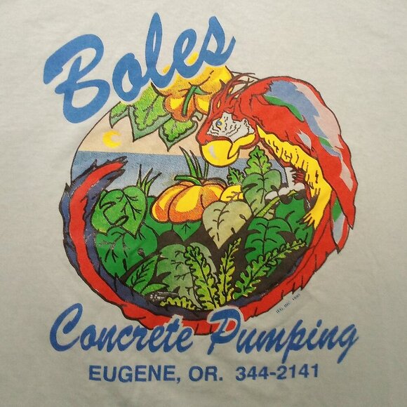 Vintage Boles Concrete Pumping Parrot Eugene Oregon T-Shirt - Picture 1 of 9